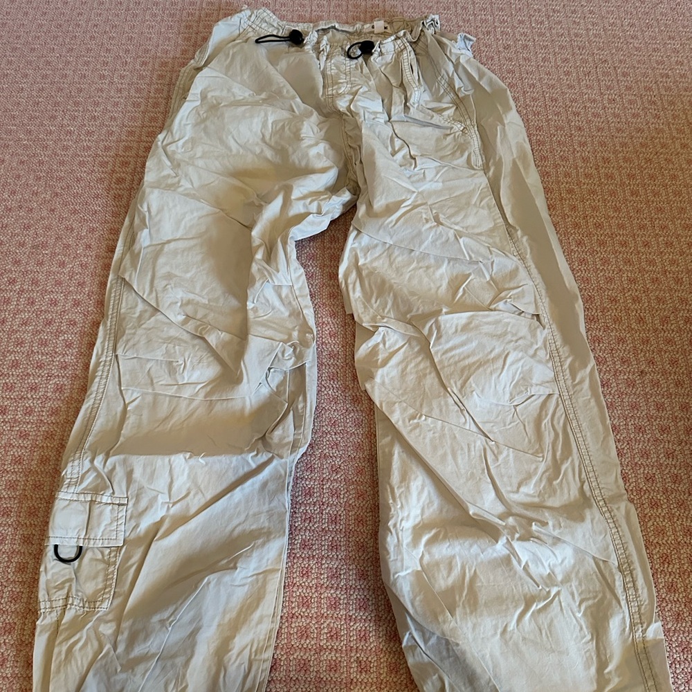 Garage white parachute pants